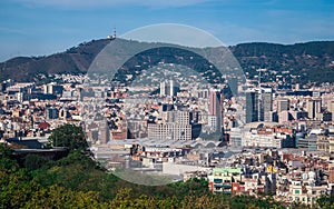 Cable Car view in Barcelona, Spain.