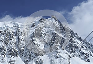 Cable car view from Chamonix to Aiguille du Midi mountain photo