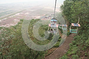 Cable car view in fengdu ghost city