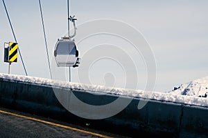 Cable car way on blye sky background. photo