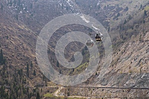 Cable car way in mountains