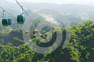 Cable car way with scenic mountainous nature in China