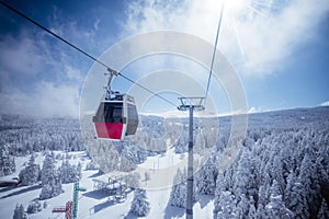 Cable Car way to snowy uludag mountains in bursa turkey