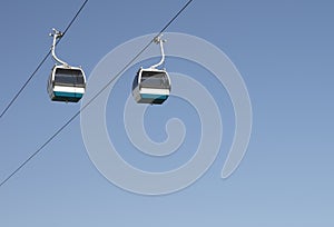 Cable Cars Against Blue Sky