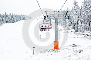 Cable cars just above the ski track