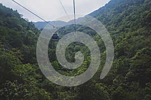 Cable cars on Mingyue Mountain, Jiangxi, China