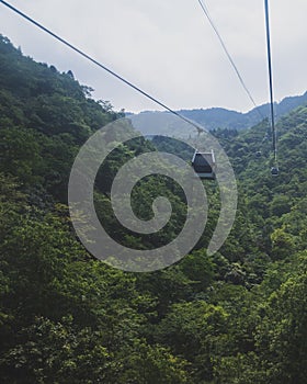 Cable cars on Mingyue Mountain, Jiangxi, China