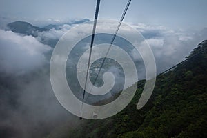 Cable cars on Mingyue Mountain, Jiangxi, China