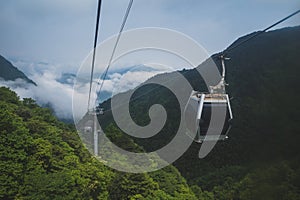 Cable cars on Mingyue Mountain, Jiangxi, China