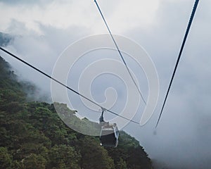 Cable cars on Mingyue Mountain, Jiangxi, China