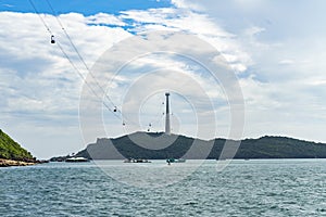 Cable cars on the Phu quoc island with beautiful view