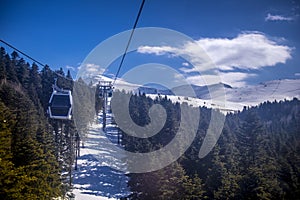 The cable cars at the Uludag Winter Tourism Center photo