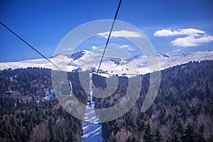 The cable cars at the Uludag Winter Tourism Center photo