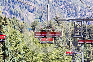 Cable cars at a ski resort in Alburqueque