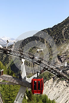 Cable cars to the ice grotto of Mer de Glace, France