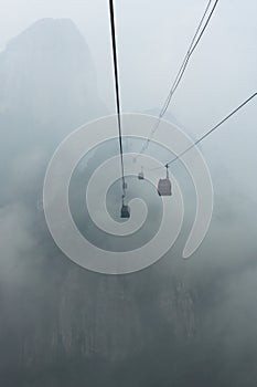 Cable Cars to Tianmen Mountain in the Mist , Zhangjiajie, China