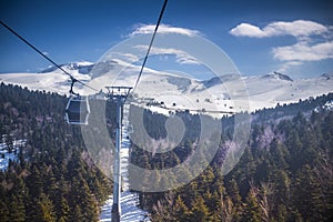 The cable cars at the Uludag Winter Tourism Center