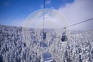 The cable cars at the Uludag Winter Tourism Center