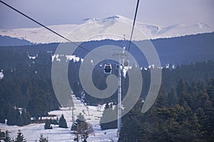 The cable cars at the Uludag Winter Tourism Center