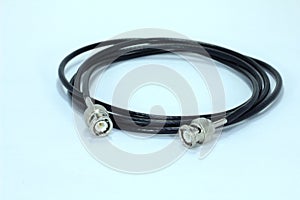 Cable cctv coaxial on white background photo