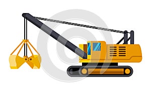 Cable clamshell bucket excavator minimalistic icon photo