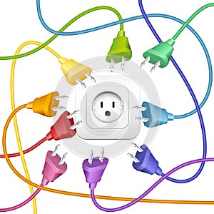 Cable Clutter Plugs Socket Colors photo
