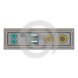 Cable connection panel icon, cartoon style