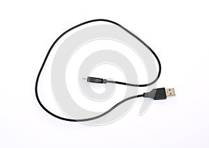 Cable connector micro-USB to USB on white background