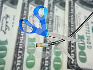 Cable cut over money photo