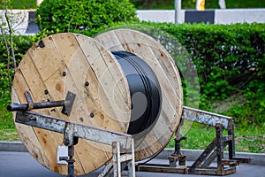 Cable drum, fiber-optic and technology photo