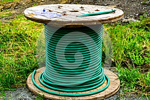 Cable drum with green communications cable