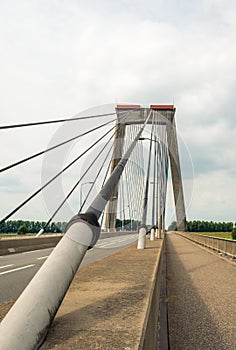 Cable of a Dutch cable-stayed bridge from close