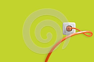 Cable in electric socket photo