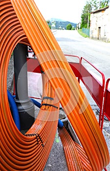cable of fibre optic during the roadworks photo