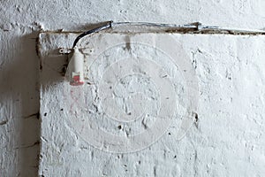 Cable on grunge wall