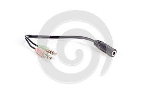 Cable for headset connection on a white background