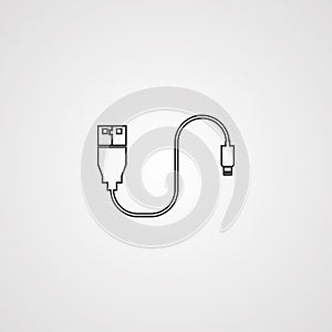 Data cable vector icon sign symbol