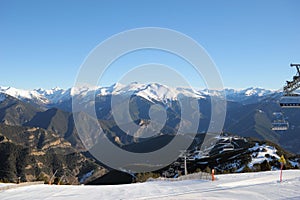 Rope ski lift - Vallnord, Principality of Andorra, Europe. photo
