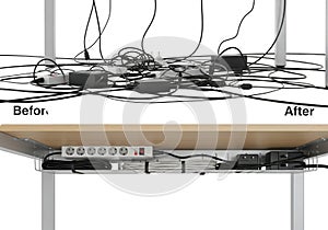 Before and after cable management solution