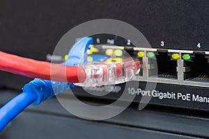 Cable network connect to switch port in server room ,Concept network management