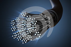 Cable of optical fibers. 3D rendered illustration.