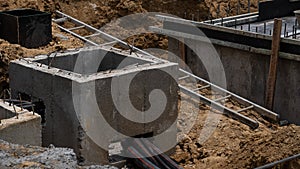 Cable pits for cable laying of construction works under construction