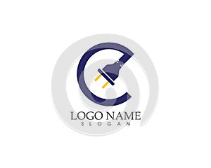 Cable with plug electricity icon logo vector