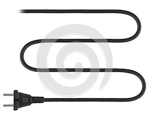 cable with a plug from the mains, on a white background