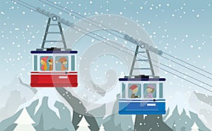 Cable railway in the mountains