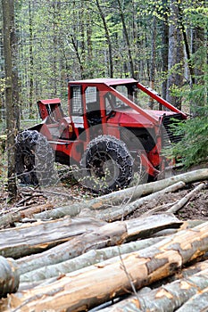 Cable skidder and logs