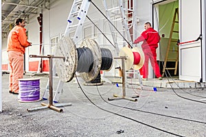 Cable spool, Coil at construction site