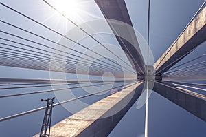 Inside view of Rio Antirio Bridge - Patras Greece. photo