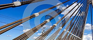 Cable-stayed bridge with barbed wire