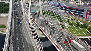 Cable-stayed bridge with cars photo